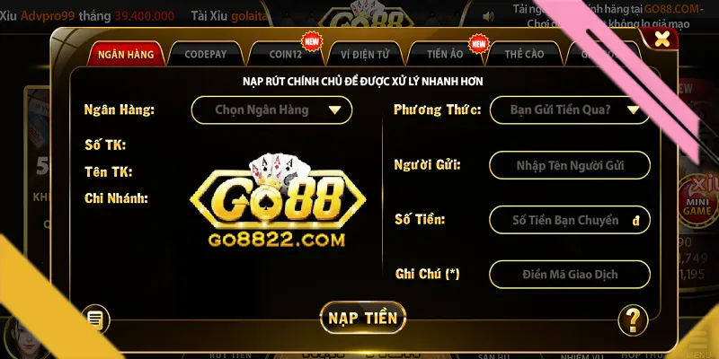 Cách khắc phục lỗi nạp tiền Go88